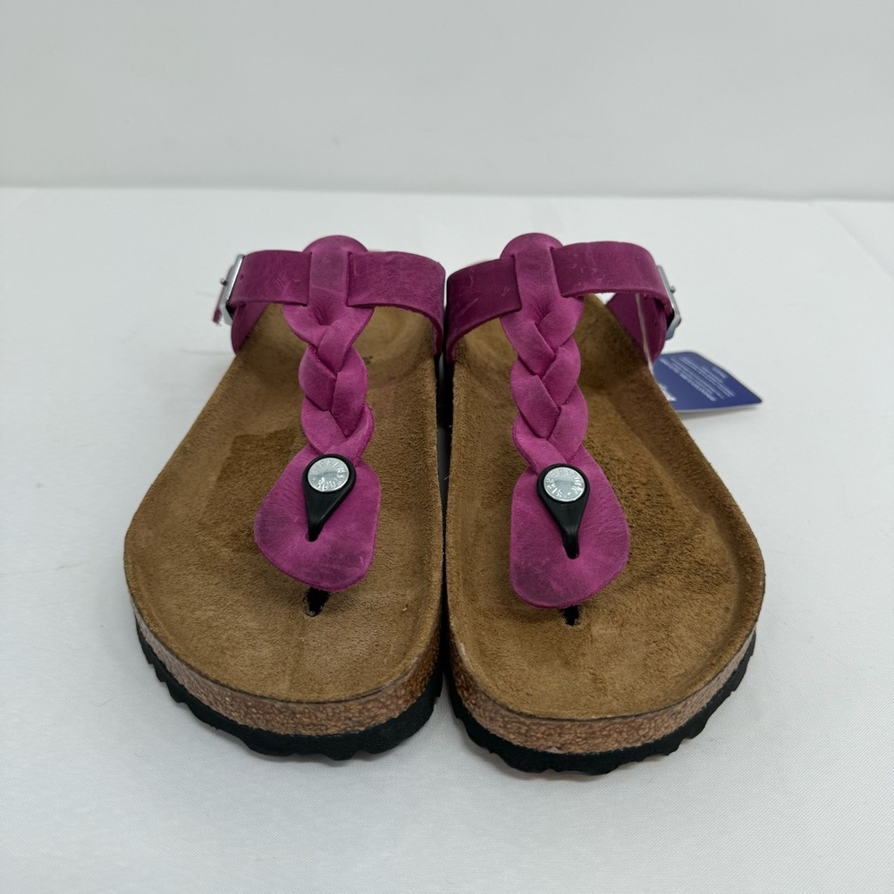 Birkenstock Braided Oiled Piink Leather Gizeh Sandals EU 39 Womens 8-8.5 Fuchsia - Picture 6 of 8